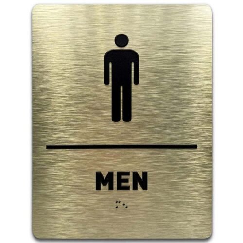 ADA Compliant Braille Restroom Sign Men’s sign Gold color