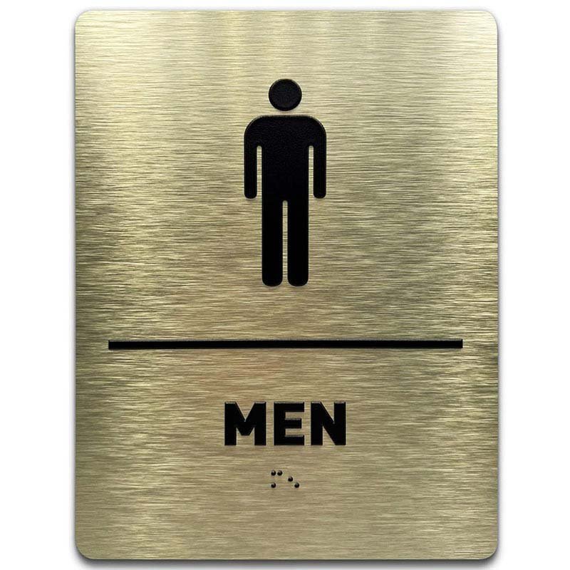ADA Compliant Braille Restroom Sign Men’s sign Gold color