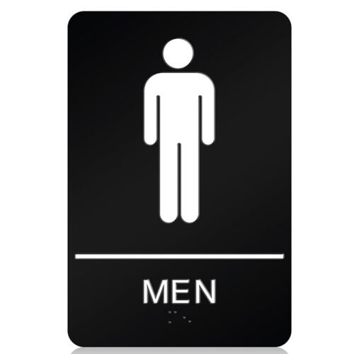 ADA Compliant Braille Restroom Sign Size 9 x 6 Inch Men's sign