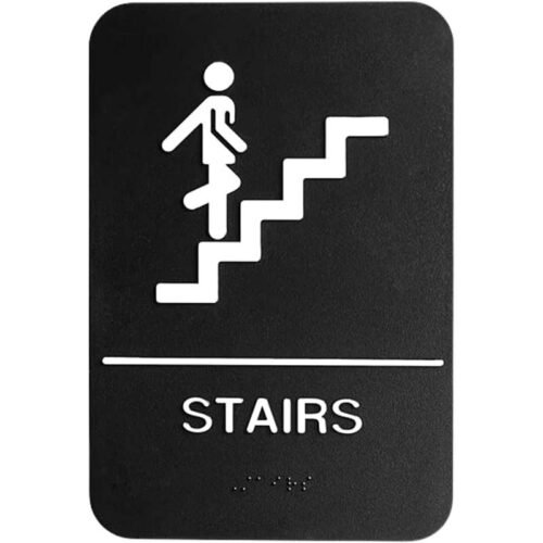 ADA Stairs Sign with Braille with Adhesive Back 9"X6" ADA Compliant
