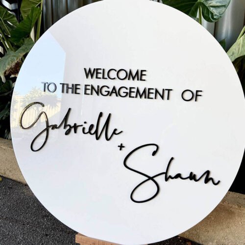 Custom 3D Acrylic Round Wedding Birthday Party Welcome Signs