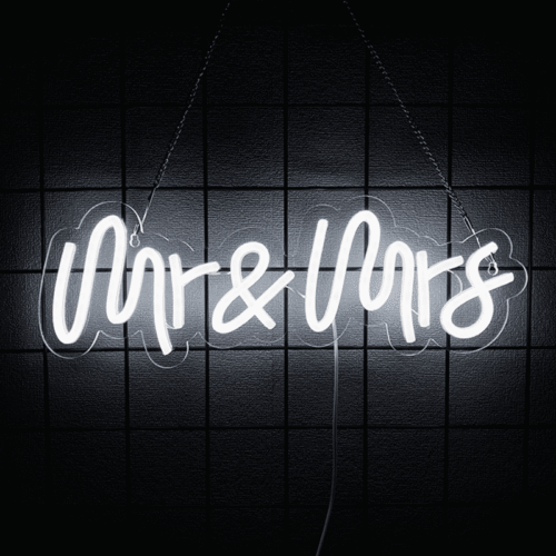 Mr and Mrs Wedding Neon Sign For Reception Anniversary Engagement