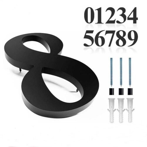 8 Inch 200MM Acrylic Black 3D Floating Door Number Sign