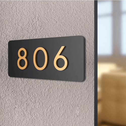 Hotel Commercial Acrylic Door Number Plate Sign Custom