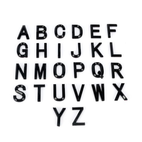 ABS Silver Black Car Chrome Letters Numbers Emblem Badges