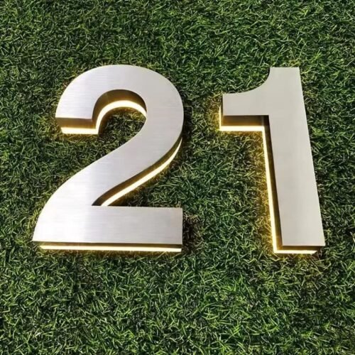 Custom Backlit LED Stainless Steel Address House Numbers
