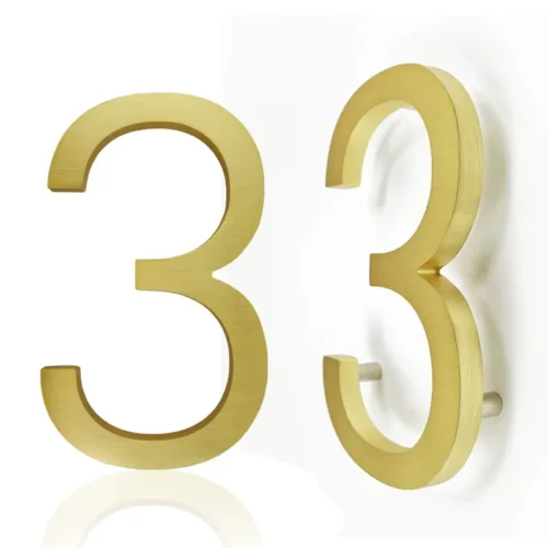 Floating 5 Inch 12cm Gold Zinc Alloy Door Numbers Address Sign