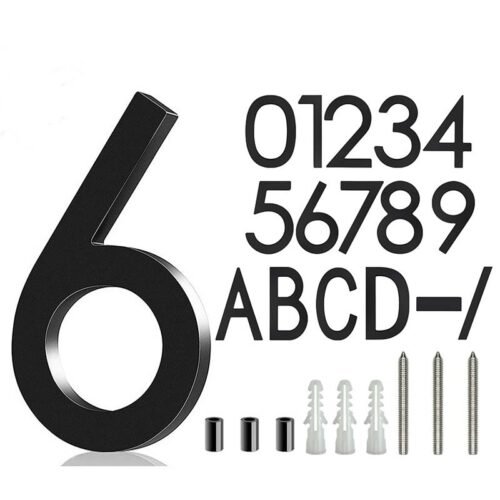 5 Inch Acrylic Black 3D Floating House Number Sign